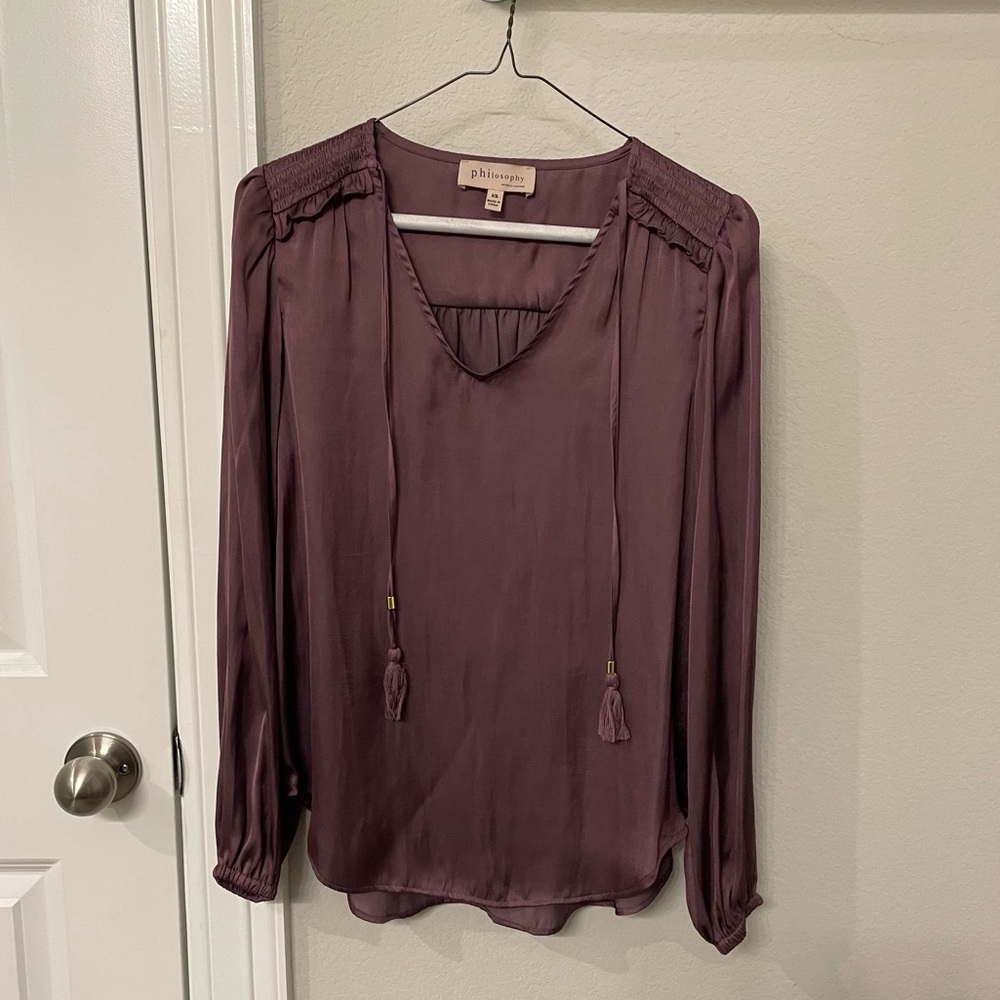 Philosophy Dark Purple Satin Blouse
